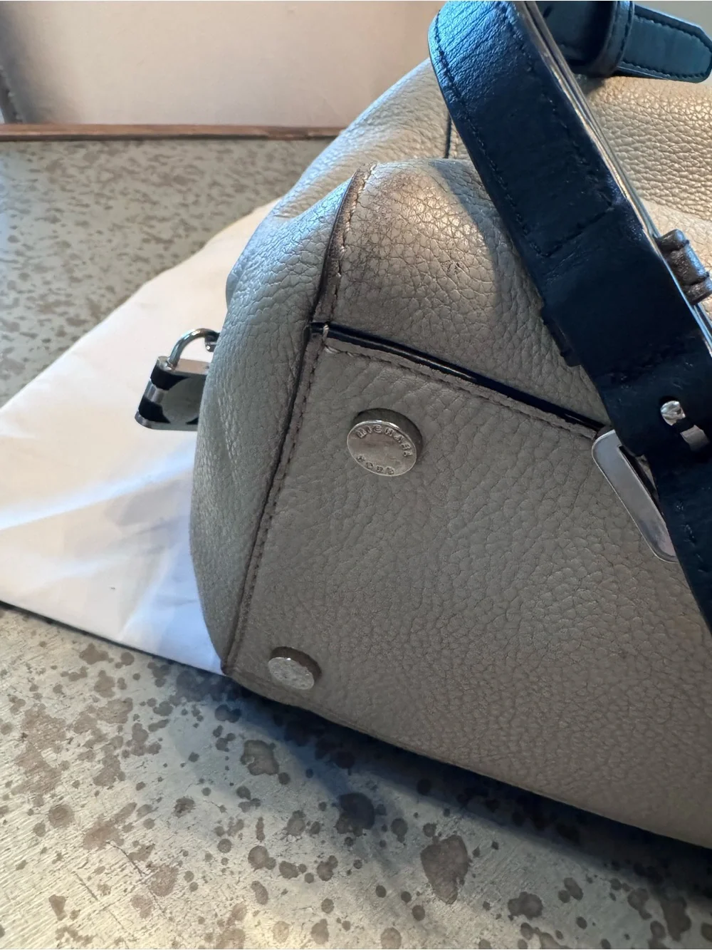 Michael Kors Two-Tone Pebbled Leather Satchel in Cream and Black